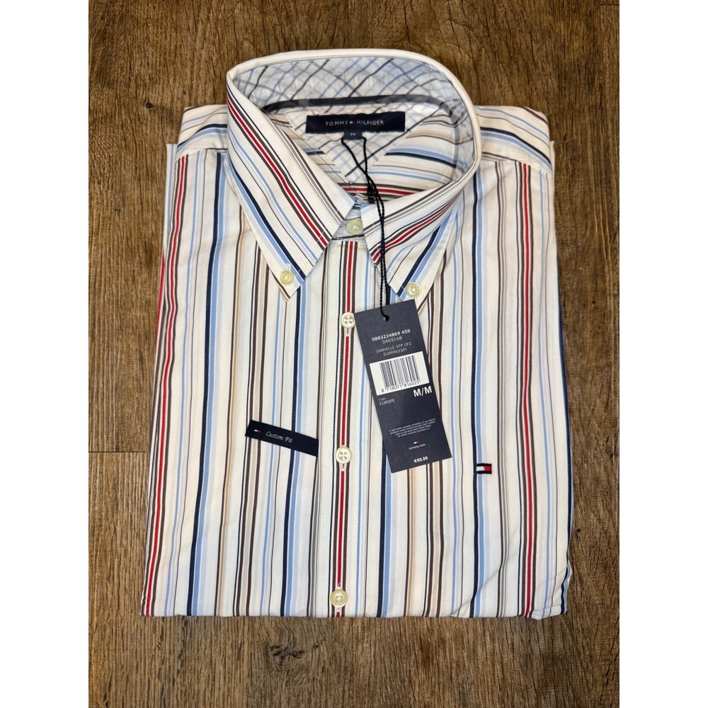 NWT !Tommy Hilfiger Mens Custom Fit Striped Button Down Shirt Danville